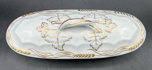 English Ironstone W. Taylor/Gold Leaf Design Covered Razor/Toothbrush Holder  9" - Picture 1 of 23