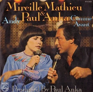 MIRELLE MATHIEU & PAUL ANKA COMME AVANT / ANDY FRENCH 45 SINGLE - Imagen 1 de 1