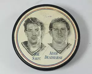 Vintage 1997 NHL Adam Deadmarsh, Joe Sakic Burger King Hockey Puck. - Picture 1 of 3