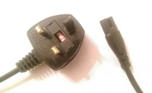 Figure of 8 Mains Lead to 3 Pin UK Plug 3A 1m for Pioneer X-HM20DAB-K Receiver - Picture 1 of 1