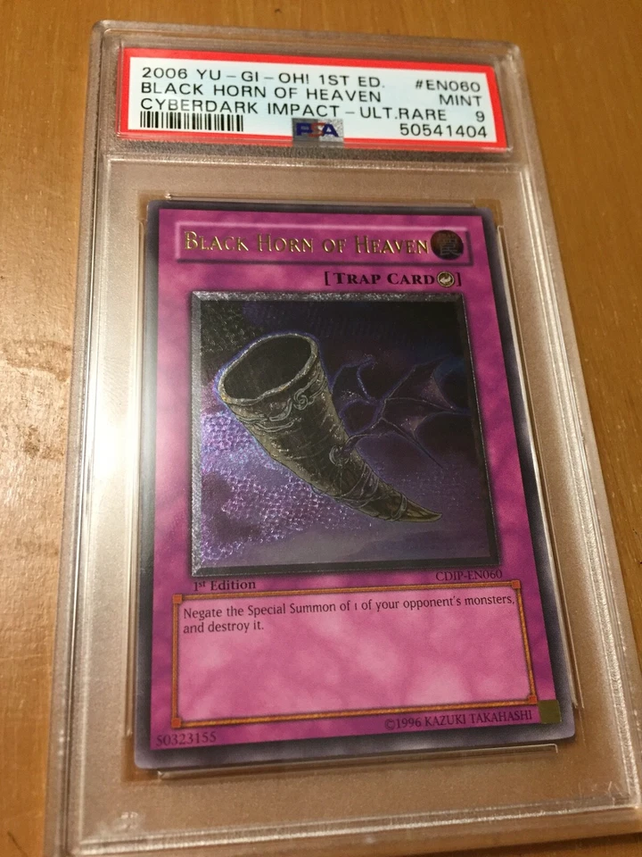 YUGIOH 1ST ED CDIP-EN060 BLACK HORN OF HEAVEN PSA 9 - Image 1 of 1