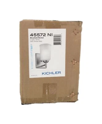 Aplique de pared de níquel cepillado de 1 luz KICHLER Shailene con pantalla de vidrio grabado satinado Foto 1 de 2