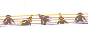 SOCK MONKEY TWILL RIBBON ** 3/4" WIDE ** SEE MY STORE ** PINK STRIPE REDUCED