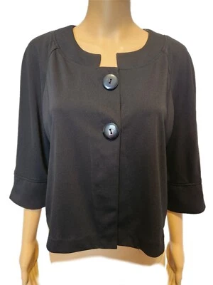 Studio I Cropped 3/4 Sleeve Black Jacket Sz 12 - Image 1 of 4
