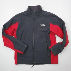 North Face Jacket Mens Medium Gray Red Apex Chromium Thermal Softshell Fleece - Picture 1 of 15