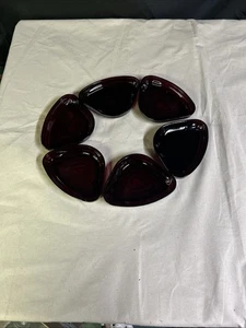 6 Insertos Bandeja Relish Anchor Hocking Manhattan Rojo Rubí Sin Grietas ni Astillas - Imagen 1 de 5