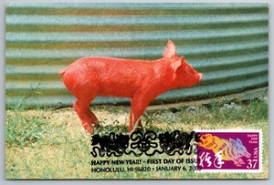 3895l Chinese Lunar New Year Boar FDC Maxi Card - Picture 1 of 2