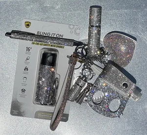 Sicherheits-Schlüsselanhänger Geschenkset 9 Silber Bling Glam Schlüsselanhänger/Geldbörse/Rucksack/Telefon - Bild 1 von 9
