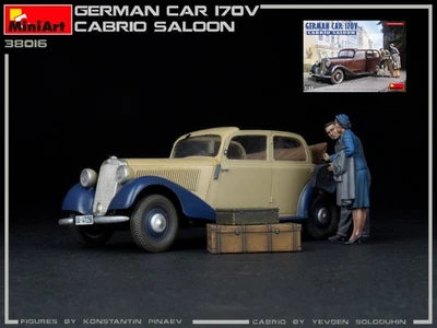 KIT MODELLINO AUTO STATICO MINIART GERMAN CAR 170V CABRIO SALOON SCALA 1/35 - Immagine 1 di 4