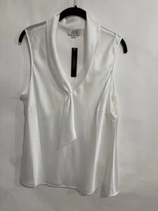 tahari arthur s levine  Sleeveless Blouse Size XL White 100% Polyester - Picture 1 of 5