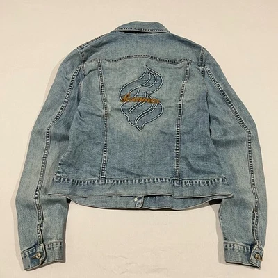 Chaqueta de Camionero Vintage Rocawear Para Mujer Azul Y2K Glam Bordado Logo Denim XL Foto 1 de 4