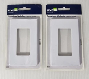 2 Leviton Decor Wall plate, Screwless, Snap Mount, White 80301-W - Picture 1 of 2