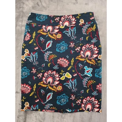 Ann Taylor LOFT Floral High Waist Pencil Skirt Size 4 Deep Teal Green Kick Pleat - Image 1 of 4