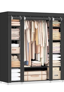 Tragbarer Kleiderschrank aus Stoff, Kleiderschrank für Schlafzimmer, Kleiderstange mit Non-W SONGMICS - Bild 1 von 6