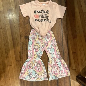 Super Mario, Princess Peach outfit . Baby Girls- 2 Piece Pants Set 6mo- 18mo - Picture 1 of 6