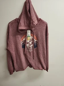 Ladie's C & C Califoring Long Sleeve Shirt Woth Hood Maroon Colored With... - Picture 1 of 12