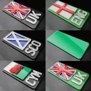 4D Laser Cut Number Plate Side Badges Flags – UK ENG CYM SCO – Green EV Black - Picture 1 of 11