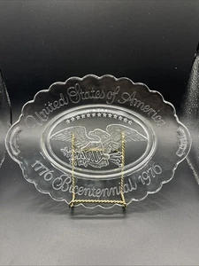 Vtg USA 1776-1976 Avon Bicentennial United States of America Glass Plate Tray 9" - Picture 1 of 6