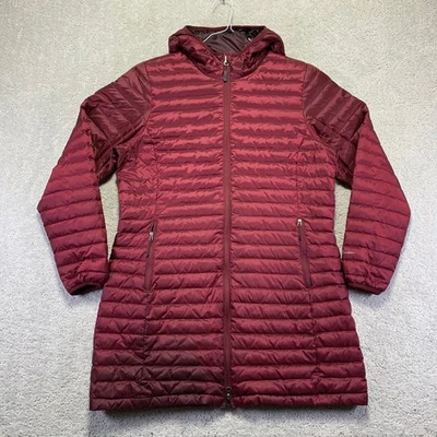 Eddie Bauer Womens EB700 Puffer Jacket Large Red Down Filled Parka Hooded Light - Image 1 of 4