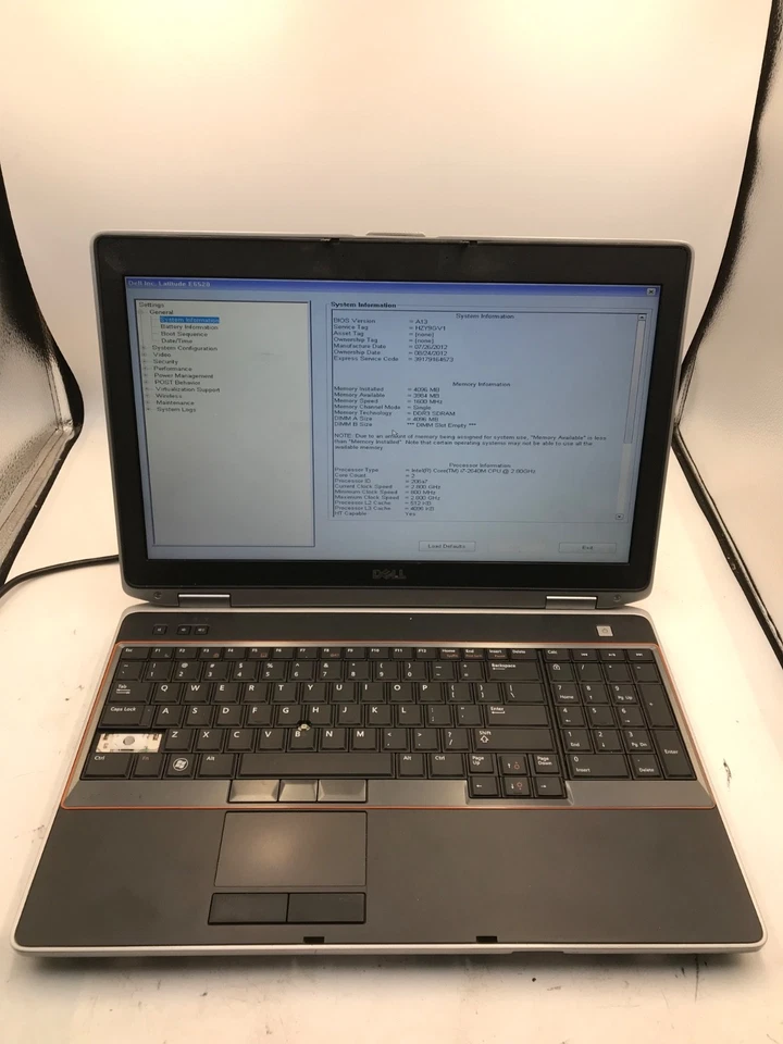 Dell Latitude E5520 Intel Core i7-2640M 2.8 GHz 15" 4Gb RAM NO HDD-MZ - Image 1 of 4