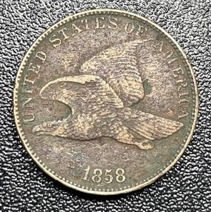 1858 Flying Eagle Cent Penny 1c Large Letters Corroded - Picture 1 of 2