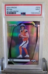 2024 Panini Prizm #309 Bo Nix RC Silver Prizm PSA 9 MINT Denver Broncos Rookie - Foto 1 di 2
