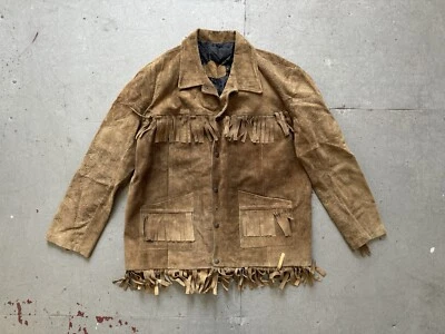 80s vintage biker easy rider suede fringe leather hippie jacket made in USA  - Image 1 of 4
