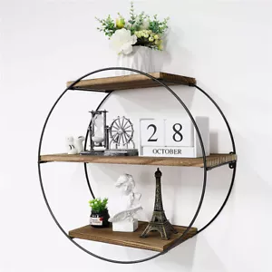 50cm Round 3 Tier Floating Shelves Wall Mount Book Display Decoration Shelf Rack - Picture 1 of 12