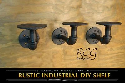 Three 2x3" L Brackets DIY Pipes (6"-8" deep shelf) urban steampunk rustic decor - Image 1 of 4