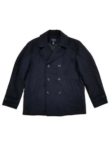 Claiborne Mens Mariner Navy Blue Wool Blend Pea Coat Jacket X-Large - Picture 1 of 1