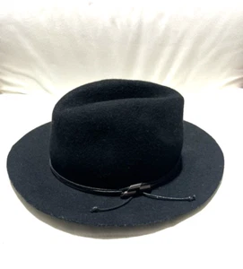Nine West Black Felted 100% Wool Panama Hat - NWT - Picture 1 of 6