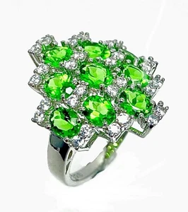 Anillo de cóctel de plata esterlina R6327G Mt St Helens helena verde 3x5 mm 2,5 quilates - Imagen 1 de 3