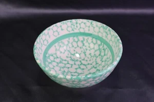 La Primula Band & Circles Teal Green Cereal Bowl Spongeware Italy - Picture 1 of 4