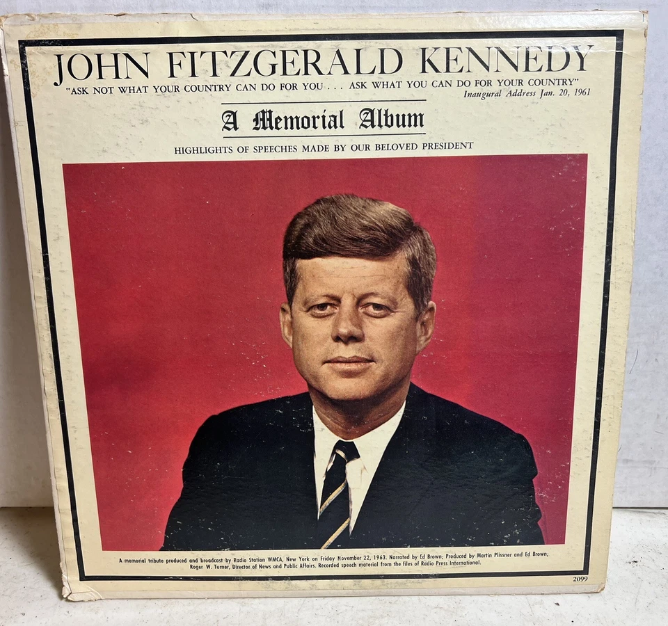 JFK John FITZGERALD KENNEDY A MEMORIAL ALBUM 1963 12" LP 2099 Vinyl Foto 1 de 4