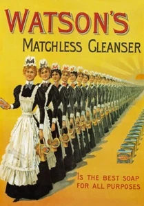 AZ57 Vintage Watson Reiniger Seife klassische britische Werbeplakat Druck A4/A3 - Bild 1 von 1