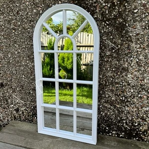 SOHO style arched white window mirror , Art deco arched wall mirror curve mirror - Picture 1 of 10