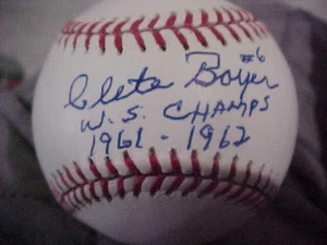 CLETE BOYER NY YANKEES SIGNED WS CHAMPS 1961-1962 OML BALL - Picture 1 of 2