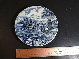 Royal Wessex England blue & white coaching scene bread & butter plate - Picture 1 of 6