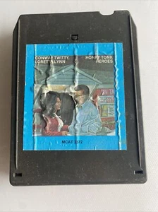 Vintage 8 Track Cassette Tape Honky Tonk Heroes Conway Twitty Loretta Lynn - Picture 1 of 2
