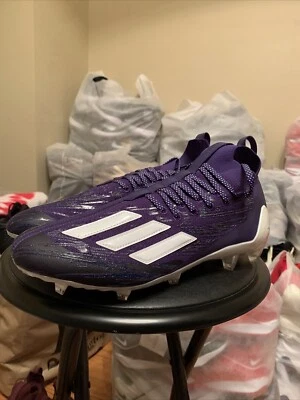 Adidas ADIZERO Mens 12 PRIMEKNIT Low Top Football Cleats Purple/White GV9631 NEW - Image 1 of 4