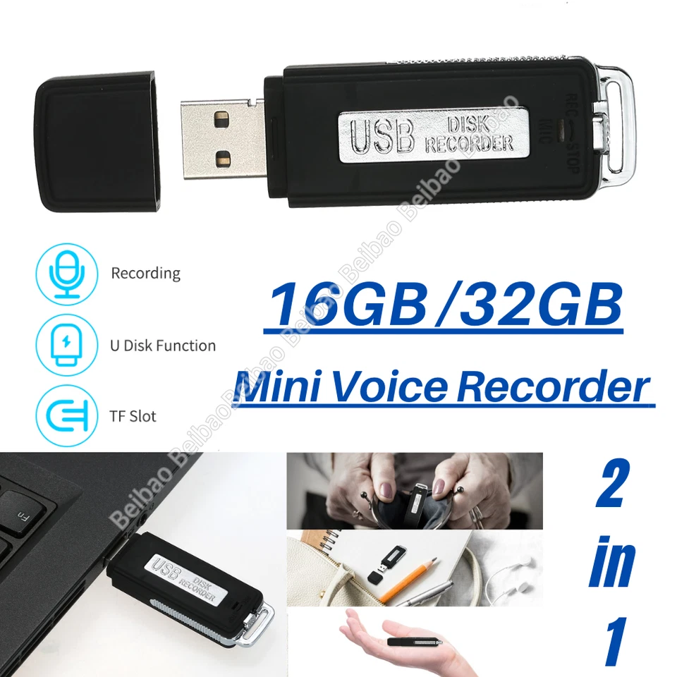 Mini Voice Activated Recorder Spy Listening Device Audio Sound Dictaphone MP3 - Image 1 of 4