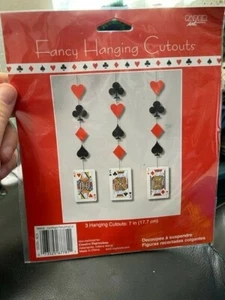 Casino Party Decorations hanging cutout Playing Cards 3ct. New!!! - Picture 1 of 2