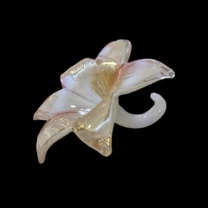 Valentinstag rosa mundgeblasene Lilie Blume Gold Glas Mitte romantisch Geschenk glatt  - Bild 1 von 7