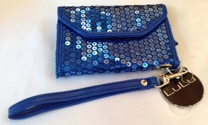 LULU BLUE SEQUIN WRISTLET WALLET - Picture 1 of 6