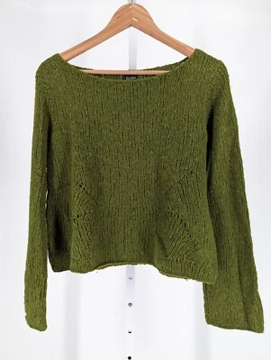 Suéter Eileen Fisher Angora Mezcla de Cabello de Conejo Grueso Tejido Verde Pequeño Foto 1 de 4