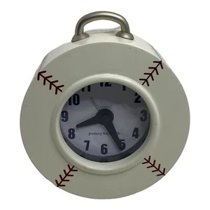 ๐ POTTERY BARN KIDS BEDROOM ALARM CLOCK BASEBALL STYLE 4.5" WORKS NO STAND - Q7 - Picture 1 of 5