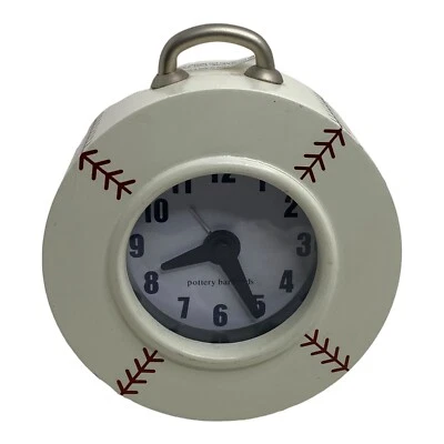🍌 POTTERY BARN KIDS BEDROOM ALARM CLOCK BASEBALL STYLE 4.5" WORKS NO STAND - Q7 - Image 1 of 4