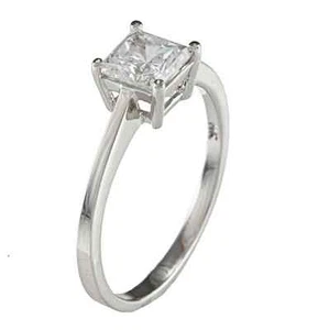 Quadratischer Solitär 925 Sterling Silber Princess Cut CZ Verlobungsring Ehering - Bild 1 von 2