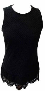 DOROTHY PERKINS Black Sleeveless Part Crochet Blouse U.K. 12 FREE POSTAGE - Picture 1 of 5