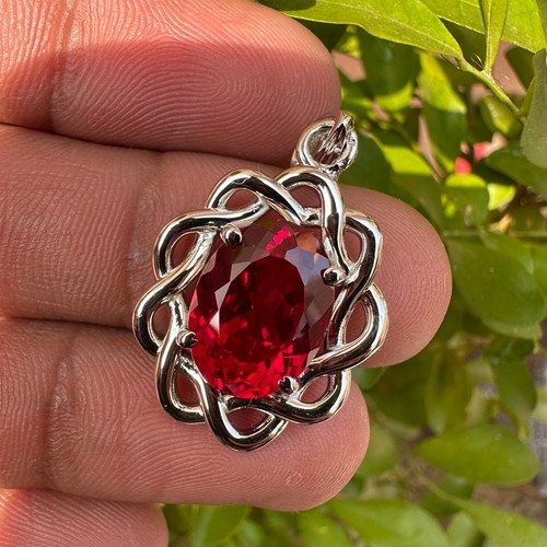 VETEMENTS Collana con ciondolo rubino rosso naturale 33 CT pietra preziosa certificata in argento massiccio 925